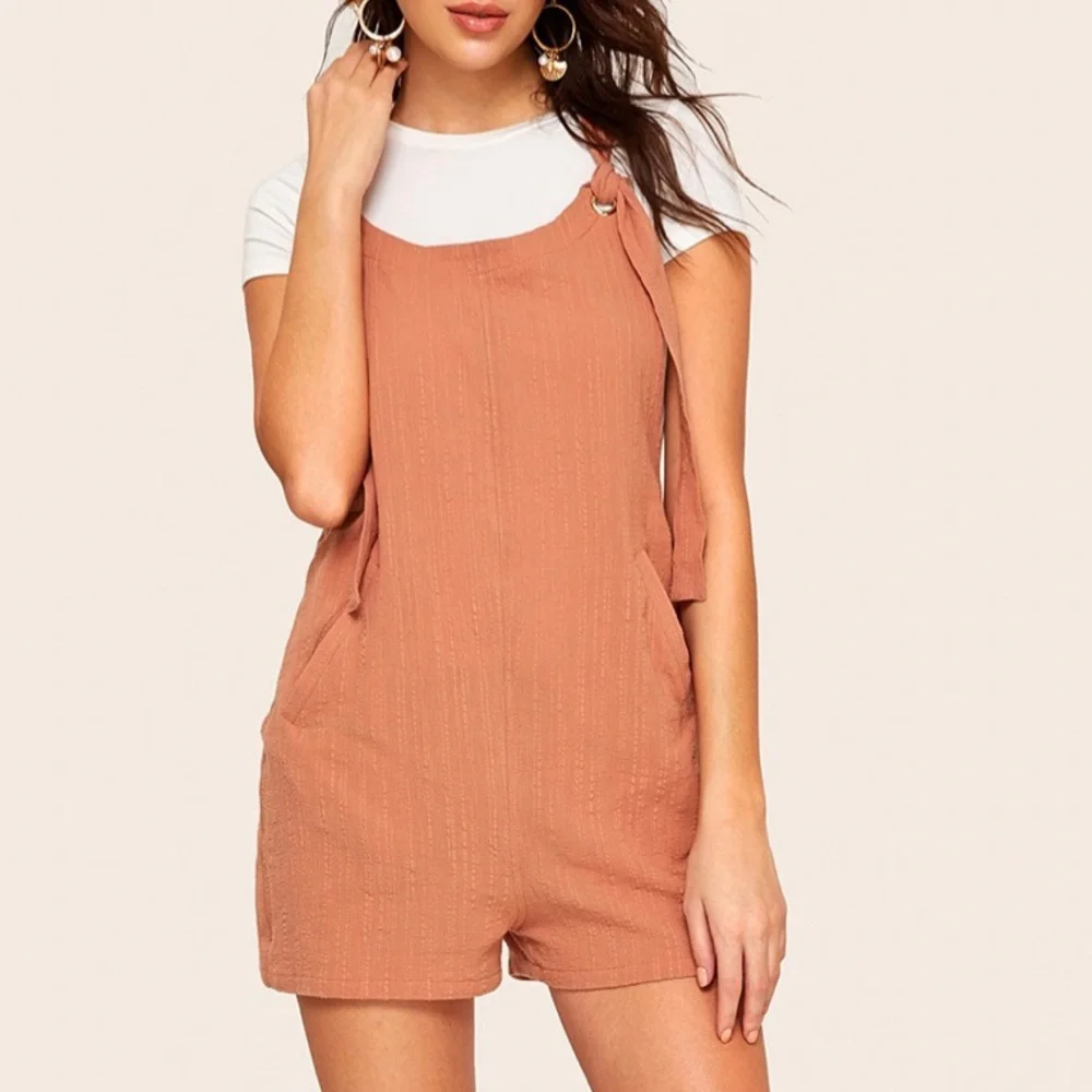 🧡Knotted Strap Overall Shorts - Picture 3 of 7